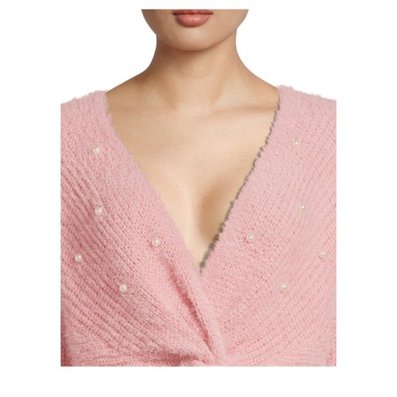 NWOT No Boundaries Juniors' Twist Faux Pearl Fashion Unique Sweater Size Large - Picture 4 of 5